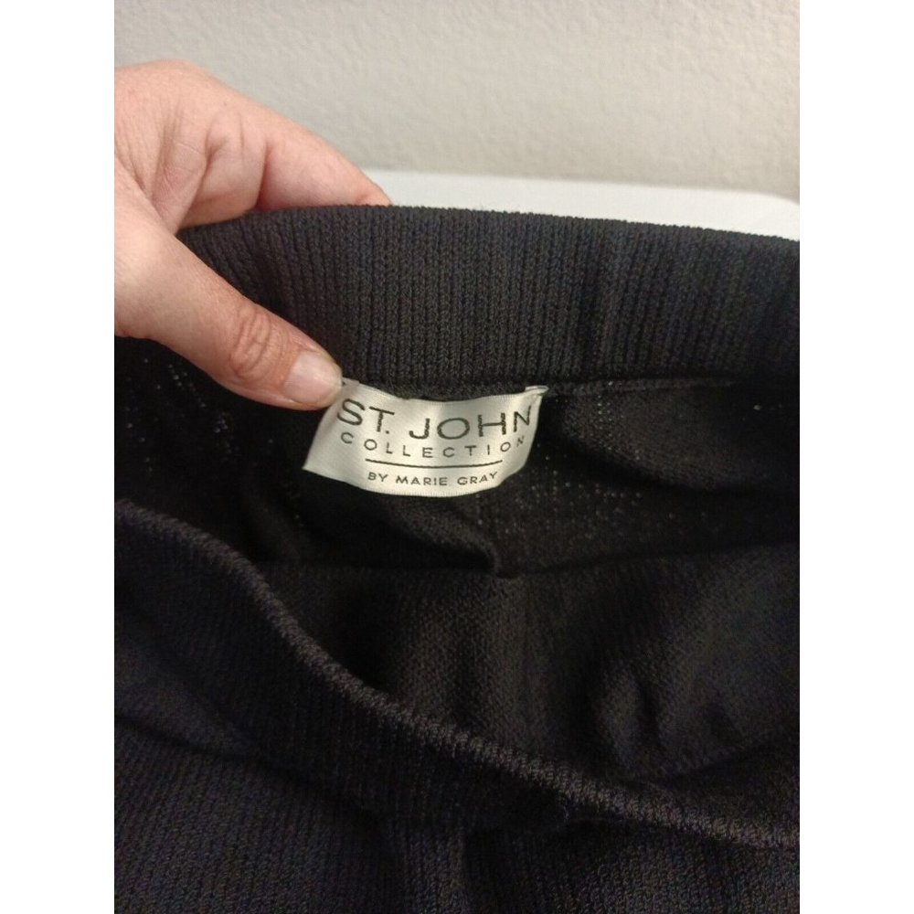 Womens St. John By Marie Gray Black Wool Blend Knit Stretchy Pencil Skirt Medium - Picture 6 of 8